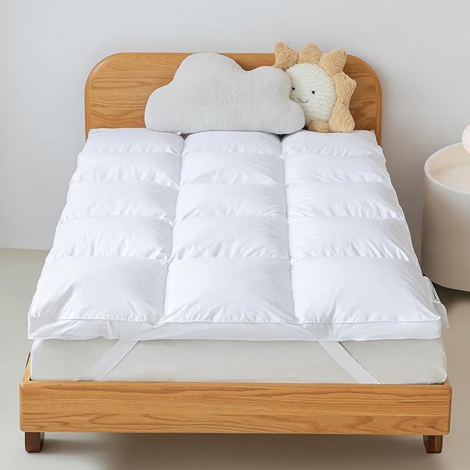3 Inch White Goose Feather Mattress Topper, Twin Feather Bed Topper, Mattress by LeWinBedding