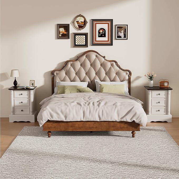 Nightstand with 3 Drawers, Rustic Night Stand 18' Wide Side Table with Storage - Image 7