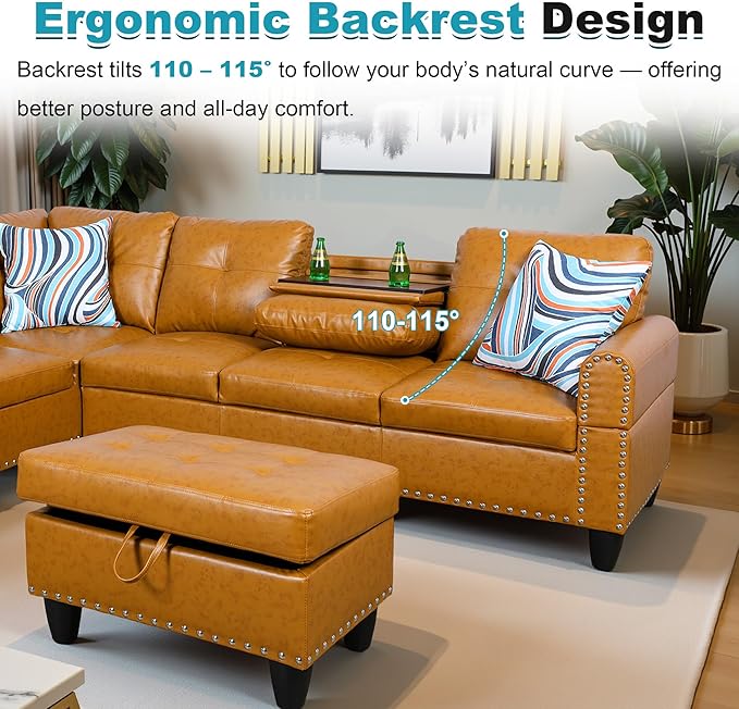 97.5" Oversized Sectional Couch, L Shaped Couch - Image 6