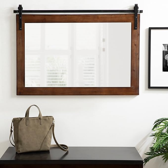 Kate and Laurel Cates Farmhouse Horizontal Wood Framed Wall Mirror; 38 x 27; - Image 4