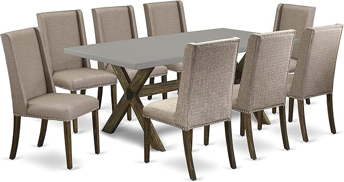 East West Furniture X797FL716-9 9 Piece Dining Set Includes a Rectangle Dining - Image 2