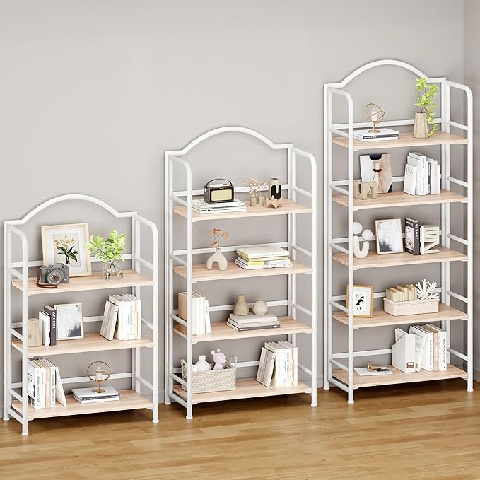 No-Assembly Folding Bookshelf Storage Shelves 5 Tiers Vintage Multifunctional - Image 5
