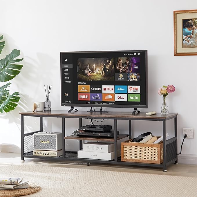 VECELO TV Stand with Power Outlets - Image 2