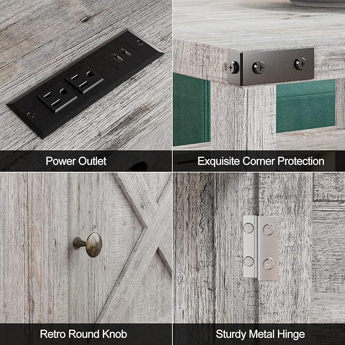 Farmhouse Nightstand Set of 2, Rustic End Table - Image 7