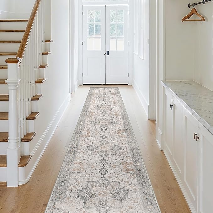 GENIMO 2'6''x18 Runner Rugs for Hallway, Machine Washable Non Slip Vintage Rugs - Image 2