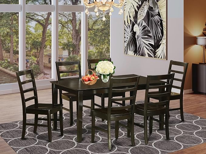 East West Furniture CAPF7-CAP-W 7 Piece Dining Table Set Consist of a Rectangle - Image 2