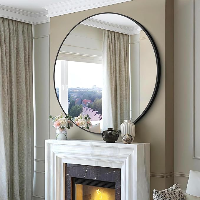Black Round Mirror, 48 inch Large Circle Mirrors, Oversized Round Bathroom - Image 6