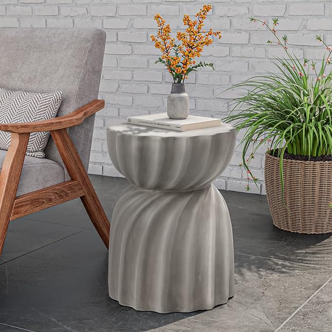 COSIEST Outdoor Side Table, Concrete Accent Side Table, Patio Side Tables End - Image 6