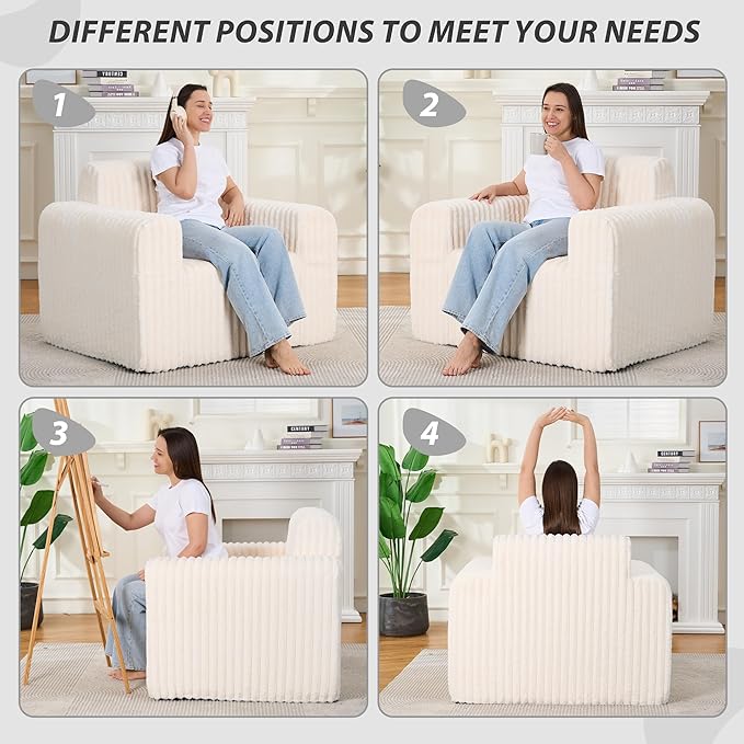 Giant Bean Bag Chair for Adults, Non-Slip Floor Sofa - Image 4