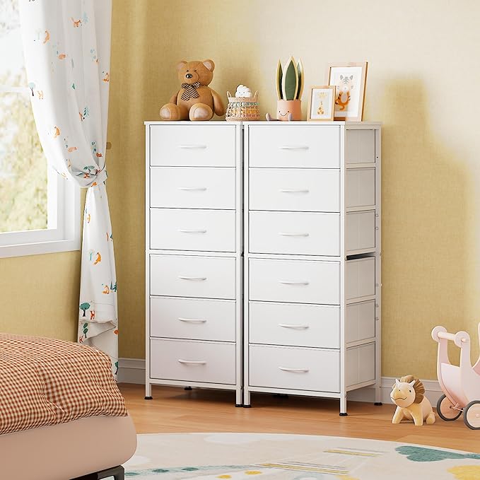 WLIVE White Tall Dresser for Bedroom, 6 Drawer Dressers & Chests of Drawers - Image 5