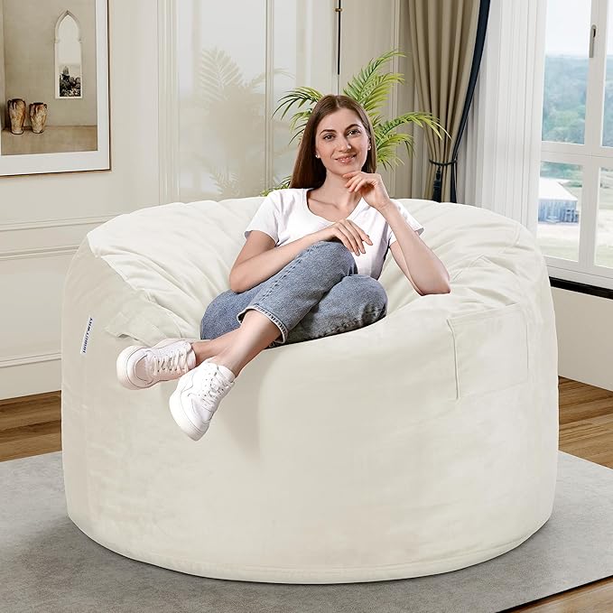 HABUTWAY Bean Bag Chair 3Ft Luxurious Velvet Ultra Soft Fur - Image 2