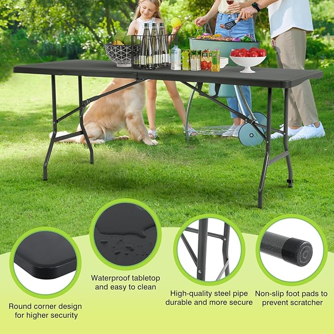 BestOffice Outdoor Folding Camping Table Plastic Table Portable Square Height - Image 6