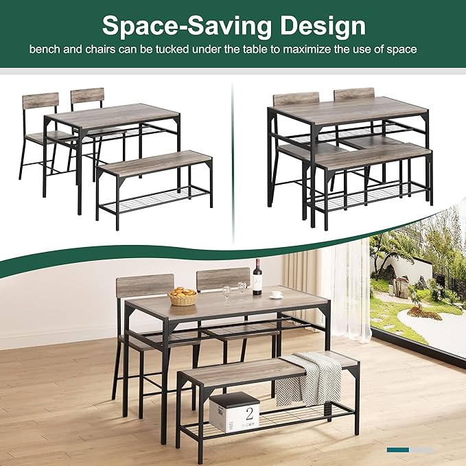 Shintenchi Kitchen Table Chairs Set of 4, Dining Table Set - Image 5