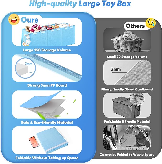 Extra Large Toy Box, Toy Box for Kids Boys Girls, Collapsible Sturdy Toy - Image 5