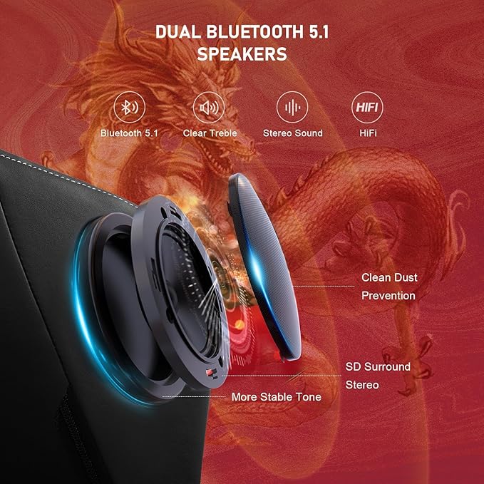 GTPLAYER Gaming Chair with Bluetooth Speakers and Footrest, Dragon Series Video - Image 4