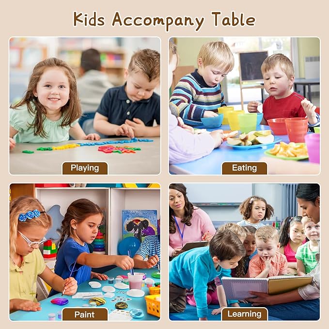 Kids Table and 6 Chairs Set，Height Adjustable Children Table & Chair，Toddlers - Image 6