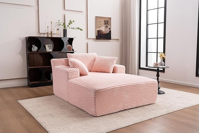 Oversized Chaise Daybed Lounge Sleeper Chair Sofa Bed Indoor, Fluffy Corduroy - Image 9