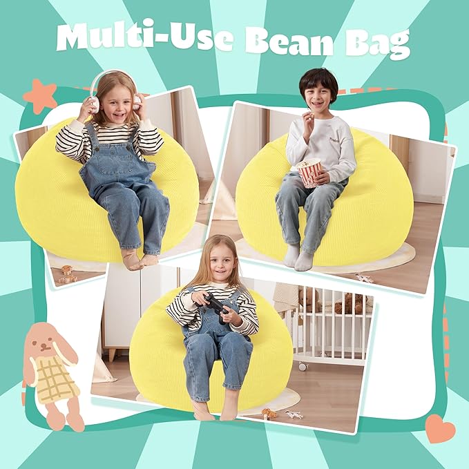 HABUTWAY 2 FT Bean Bag Chair, Giant Bean Bag Chairs, Big Bean Bags - Image 4