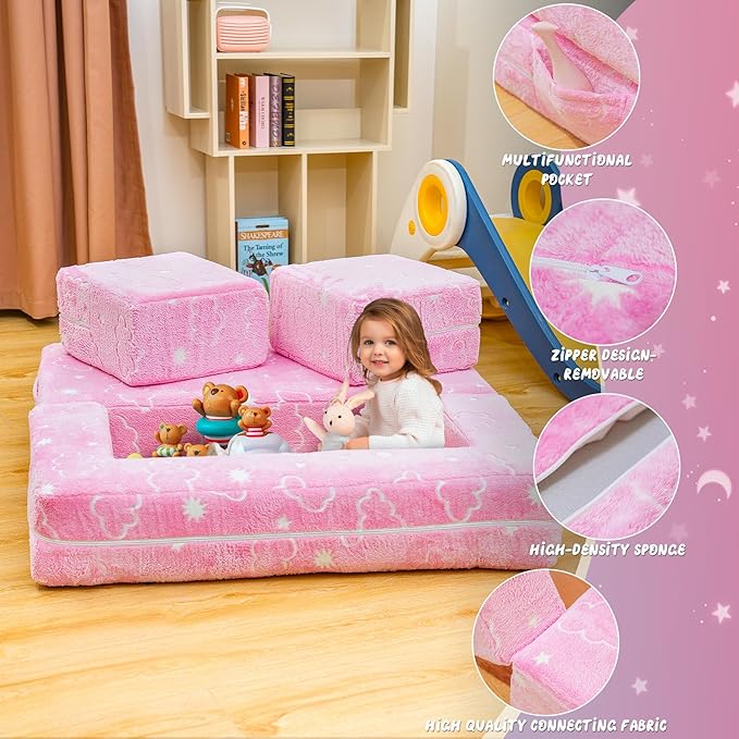 Lamerge Toddler Couch Glow in The Dark Toddler Fold Out Couch - Image 5
