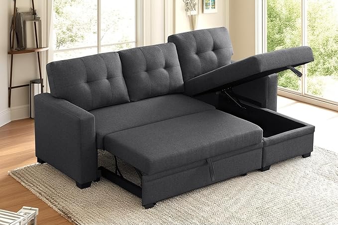 82 Inch Convertible Sleeper Sectional Sofa - Image 4