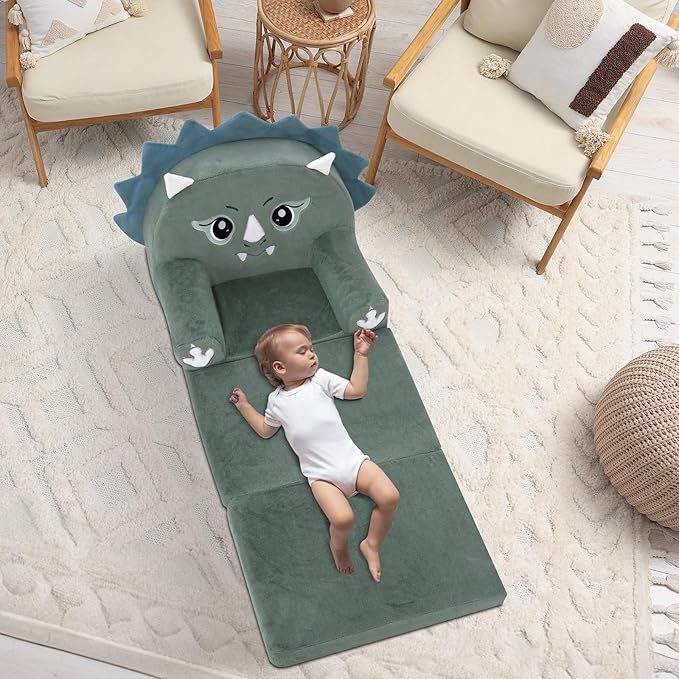 Kids Couch Comfy Foldable Kids Sofa to Lounger 2 in 1 Toddler Chair Plush Baby - Image 2