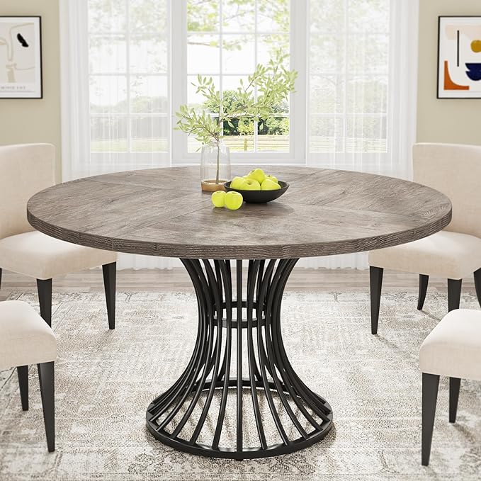 Tribesigns Round Dining Table, 47-Inch Farmhouse Dinning Room Table, Industrial by Tribesigns