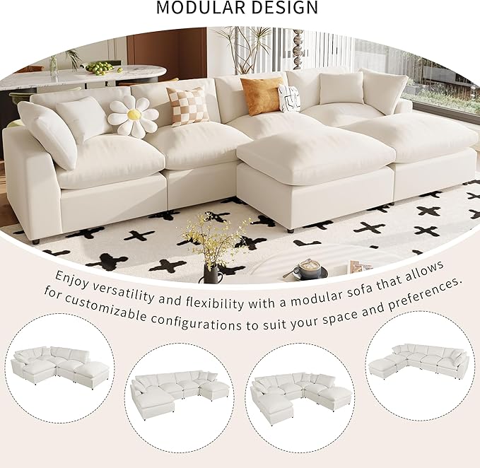 134.4 Inch U-Shaped Oversized Upholstered Sectional Sofa - Image 7