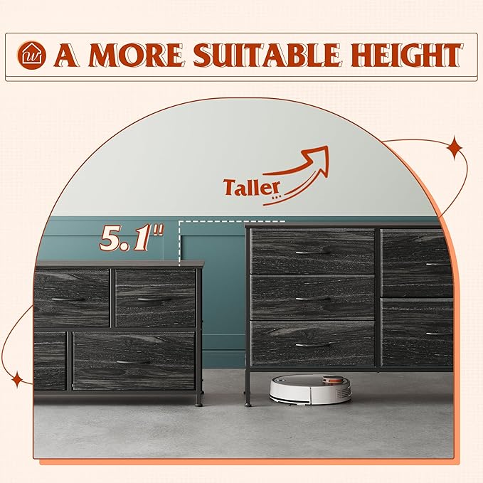 WLIVE Dresser for Bedroom with 5 Drawers, Wide Dressers with Drawer Organizers - Image 5