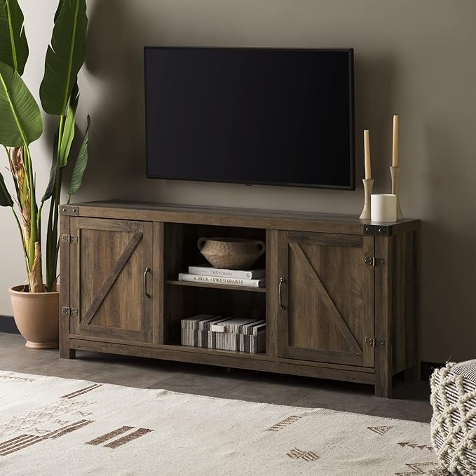 Walker Edison Georgetown Modern Farmhouse Double Barn Door TV Stand - Image 2