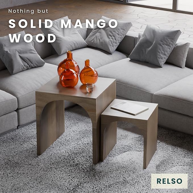 Relso Arch Duo Solid Mango Wood Nesting Tables - Image 3