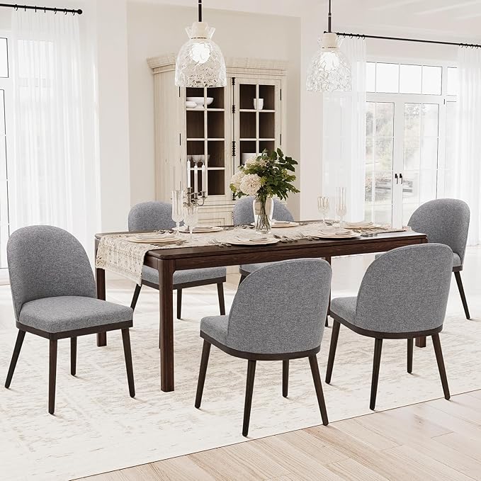 COLAMY Upholstered Dining Chairs Set of 6, Wooden Kitchen Chairs - Image 3