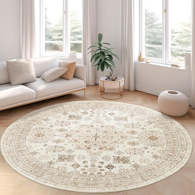 zesthome 8ft Round Rugs for Living Room, Non-Slip Washable Round Area Rugs - Image 3