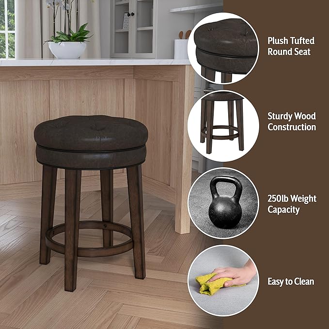 Hillsdale Krauss Backless Swivel Counter Height Stool, Dark Brown - Image 4