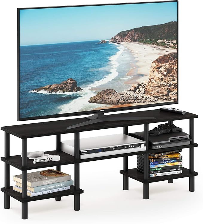 Furinno Turn-N-Tube 3-Tier Multipurpose Wide Shelf TV Stand, Espresso/Black - Image 4
