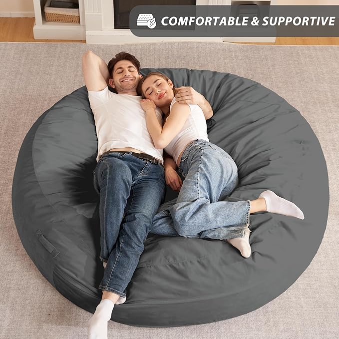 HABUTWAY XX-Large Bean Bag Chair: Giant 7' Memory Foam Furniture Bean Bag Chairs - Image 2