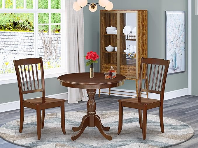 East West Furniture AMDA3-MAH-W 3 Piece Dining Table Set - Image 2