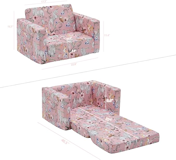 Ulax furniture Kids Convertible Sofas Children Flip-Out Sofa - Image 3