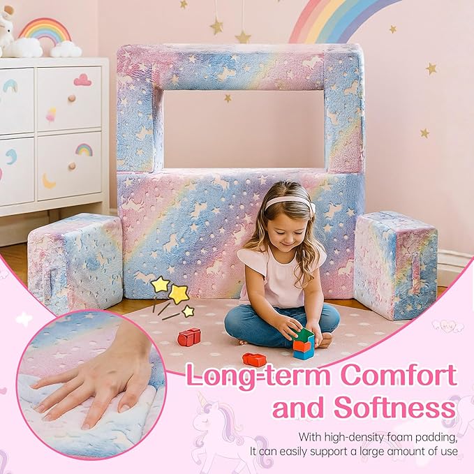 Lamerge Toddler Couch Glow in The Dark Toddler Fold Out Couch - Image 3