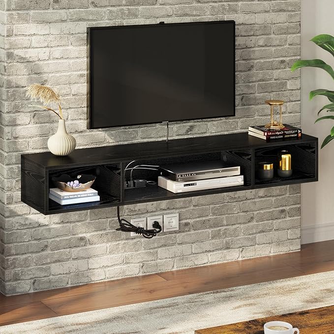 Rolanstar TV Stand with Power Outlet, Floating TV Stand with RGB Lights - Image 3
