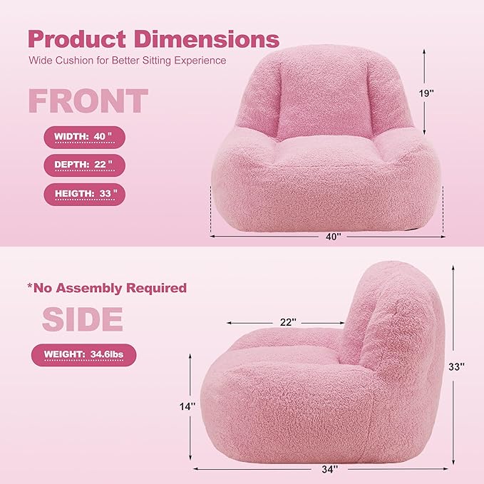 Homguava Bean Bag Chairs for Adults, Giant Beanbag Couch Adult Bean Bag Chair - Image 2