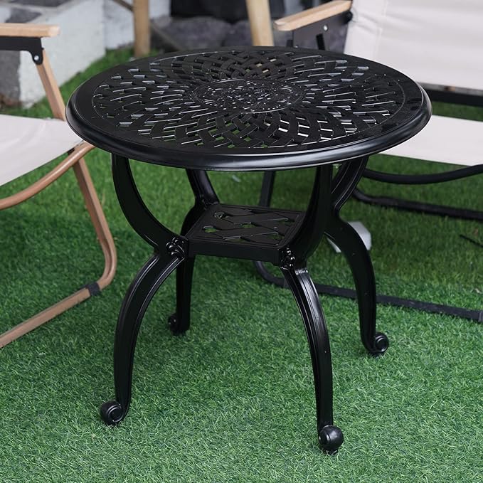 JARDIN DE CENTENNIAL Cast Aluminum Side/End Table, Anti-Rust Coffee Bistro Table - Image 7