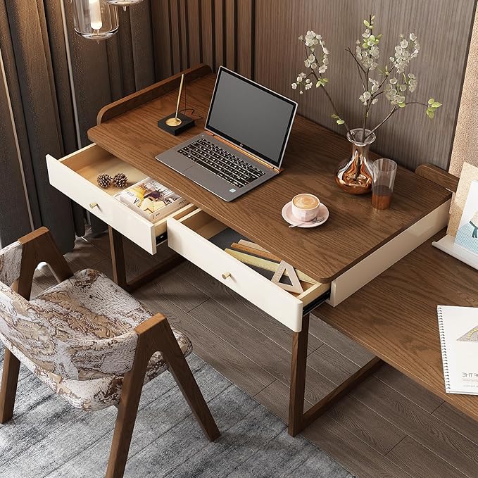 Lartis Extendable to 70" Solid Wood Desk, Storage Study Table - Image 8