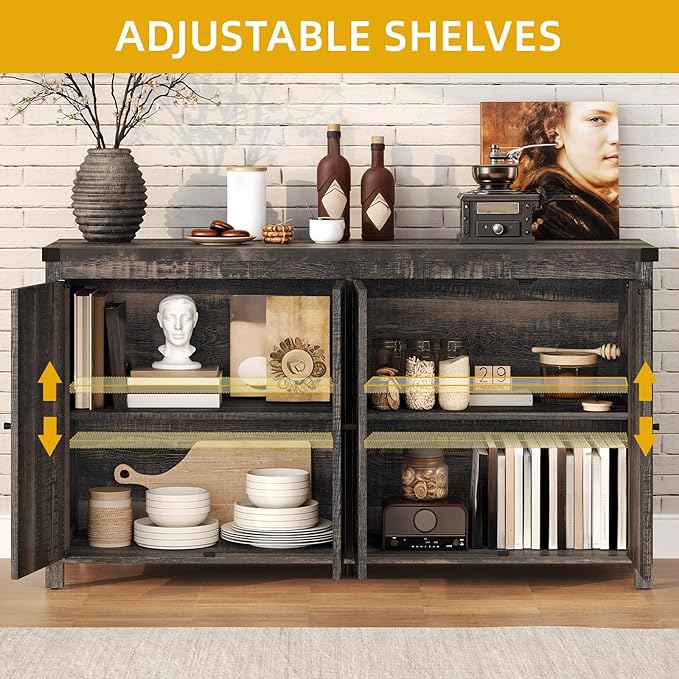 DWVO Buffet Cabinet with Storage, Farmhouse Coffee Bar Cabinets Kitchen Table - Image 5