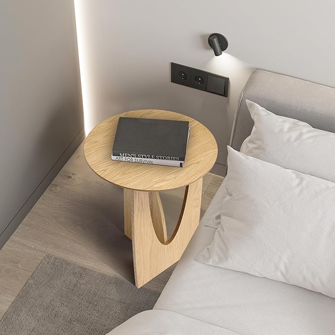 Get Set Style Round End Table Accent Side Table Circle Wood Corner Table Small - Image 6