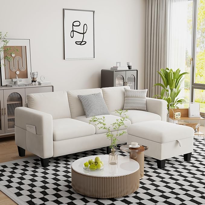 ZeeFu Convertible Sectional Sofa Couch, 3 Seat L-Shaped Sofa - Image 4