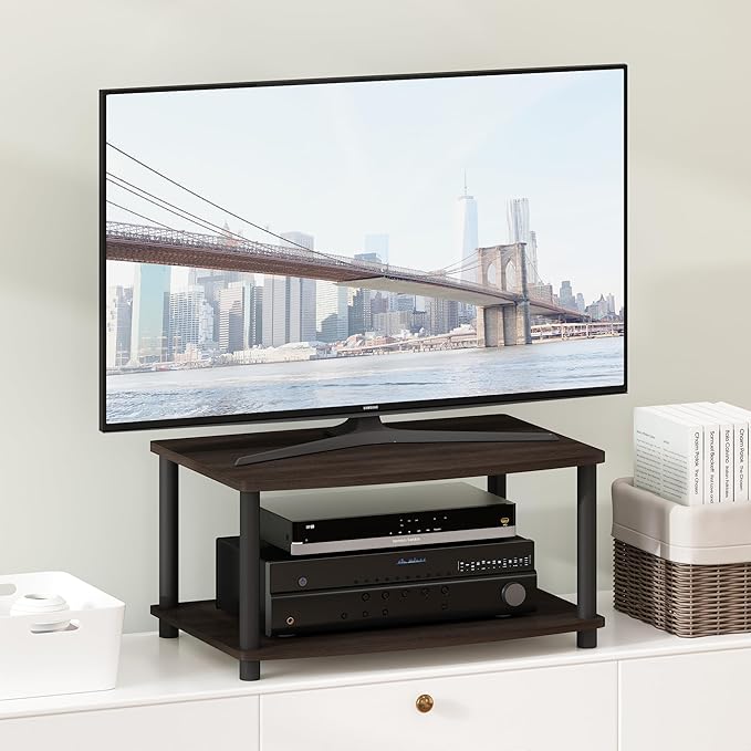 Furinno Turn-N-Tube 2-Tier TV Riser, Small Elevated No Tools TV Stand - Image 2