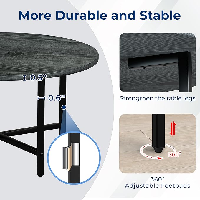 Round Coffee Table, 23.6" Small Coffee Tables - Image 4