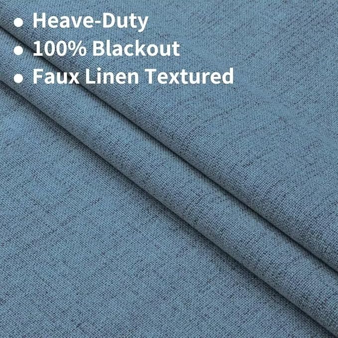 Joydeco Natural Linen Curtains 90 inch Length 2 Panels Set Burg 100% Blackout - Image 2