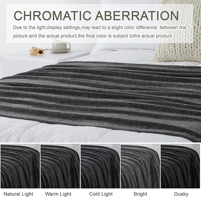 Chenille Throw Blanket for Couch 60"X 80" Twin, Soft Cozy Throws - Image 6