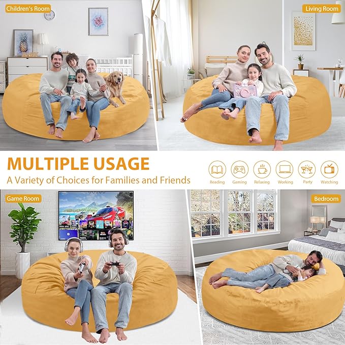 7FT Bean Bag Chair, Large Bean Bag Chairs - Image 5